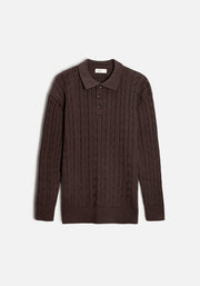 Sweater H Turin Trenzado Unicolor Café Osc