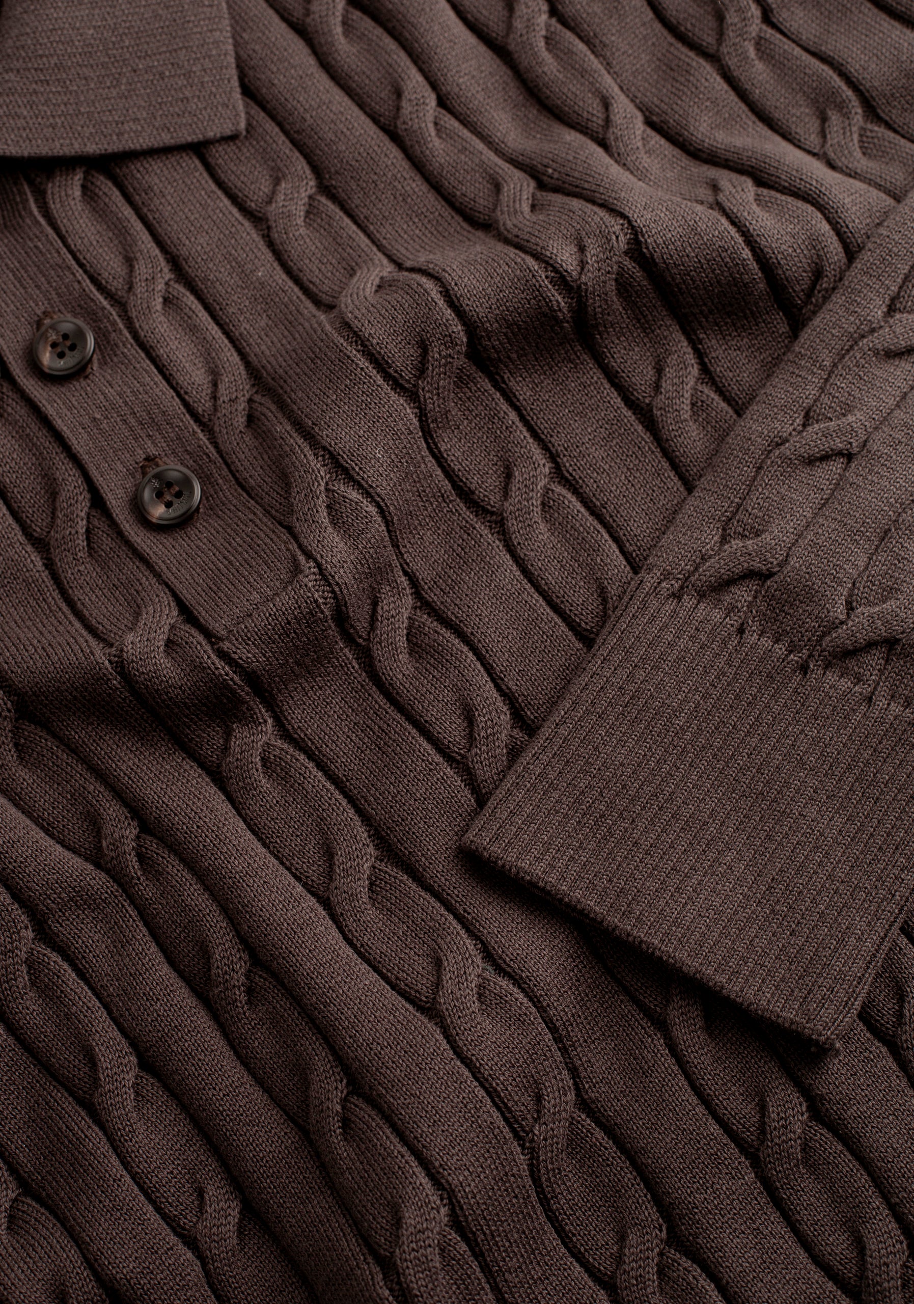 Sweater H Turin Trenzado Unicolor Café Osc