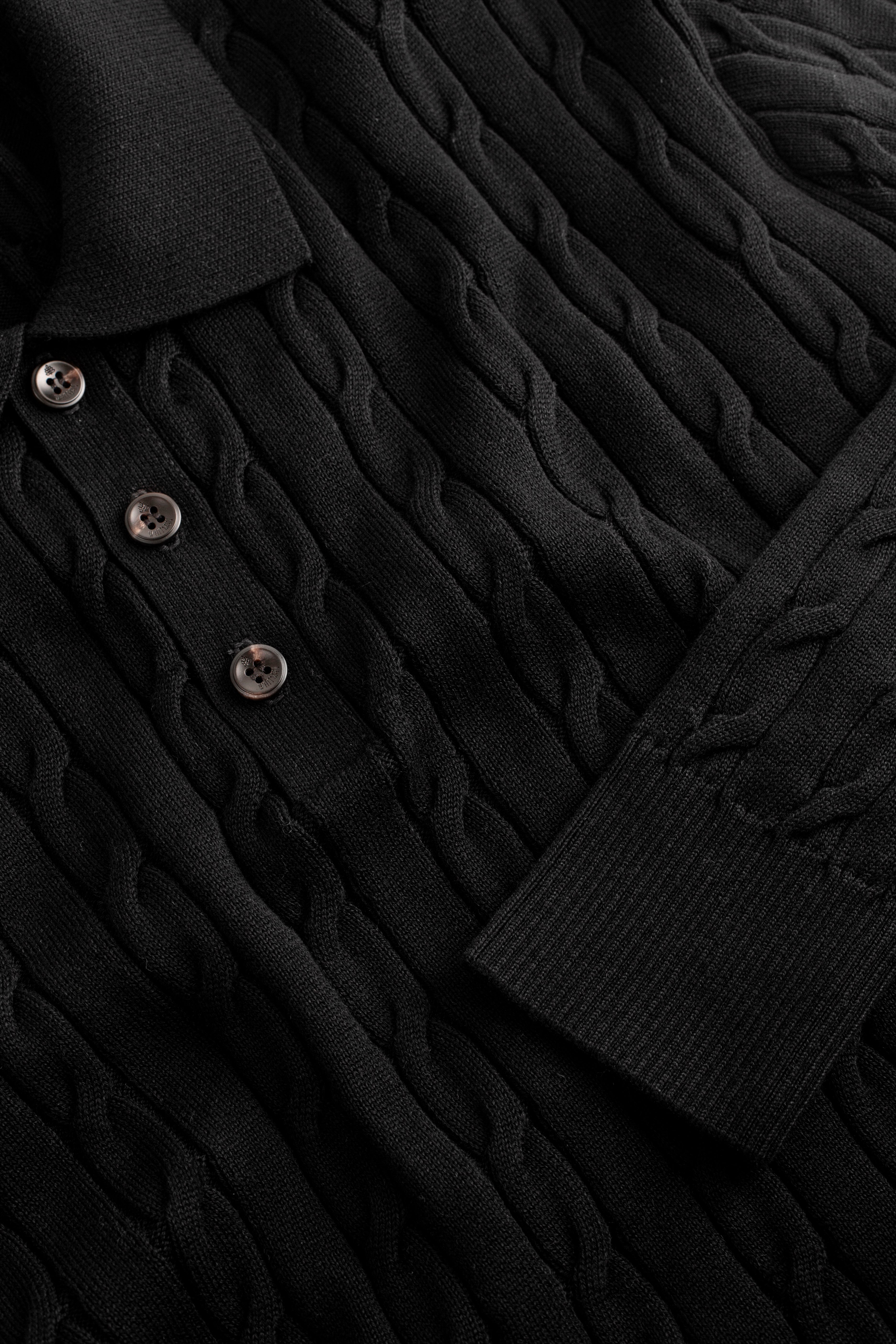 Sweater H Turin Trenzado Unicolor Negro