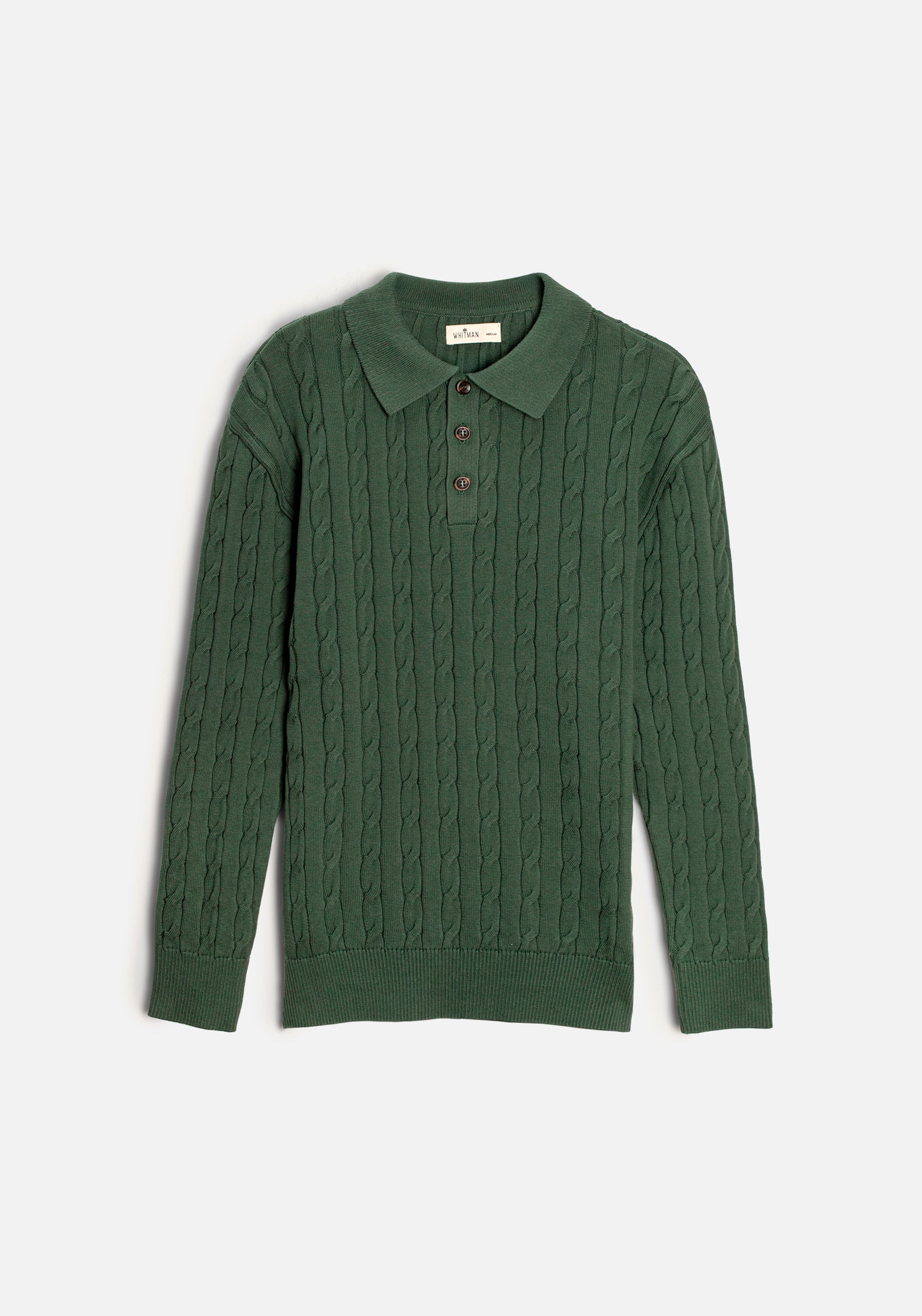 Sweater H Turin Trenzado Unicolor Verde Osc
