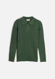 Sweater H Turin Trenzado Unicolor Verde Osc