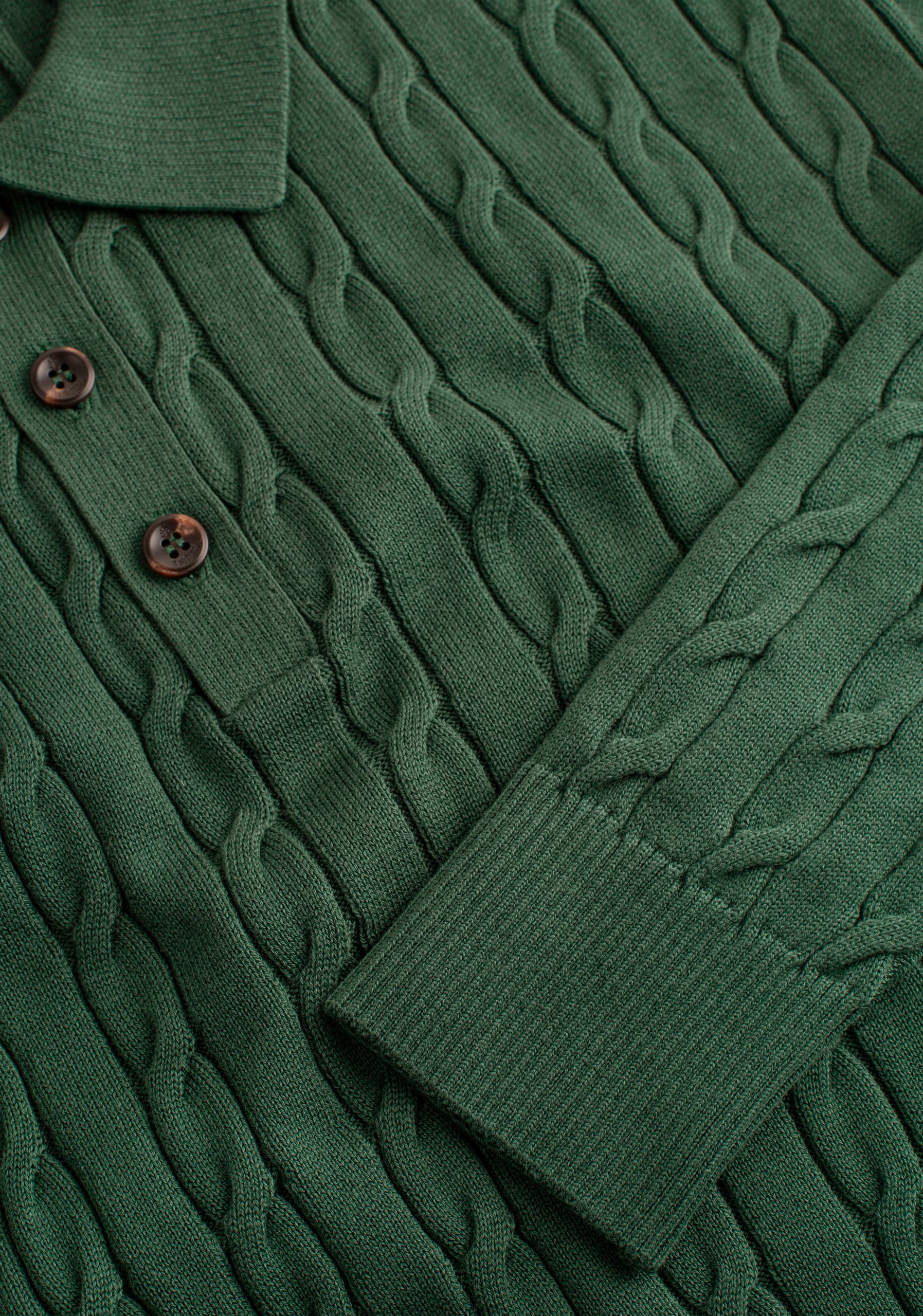 Sweater H Turin Trenzado Unicolor Verde Osc