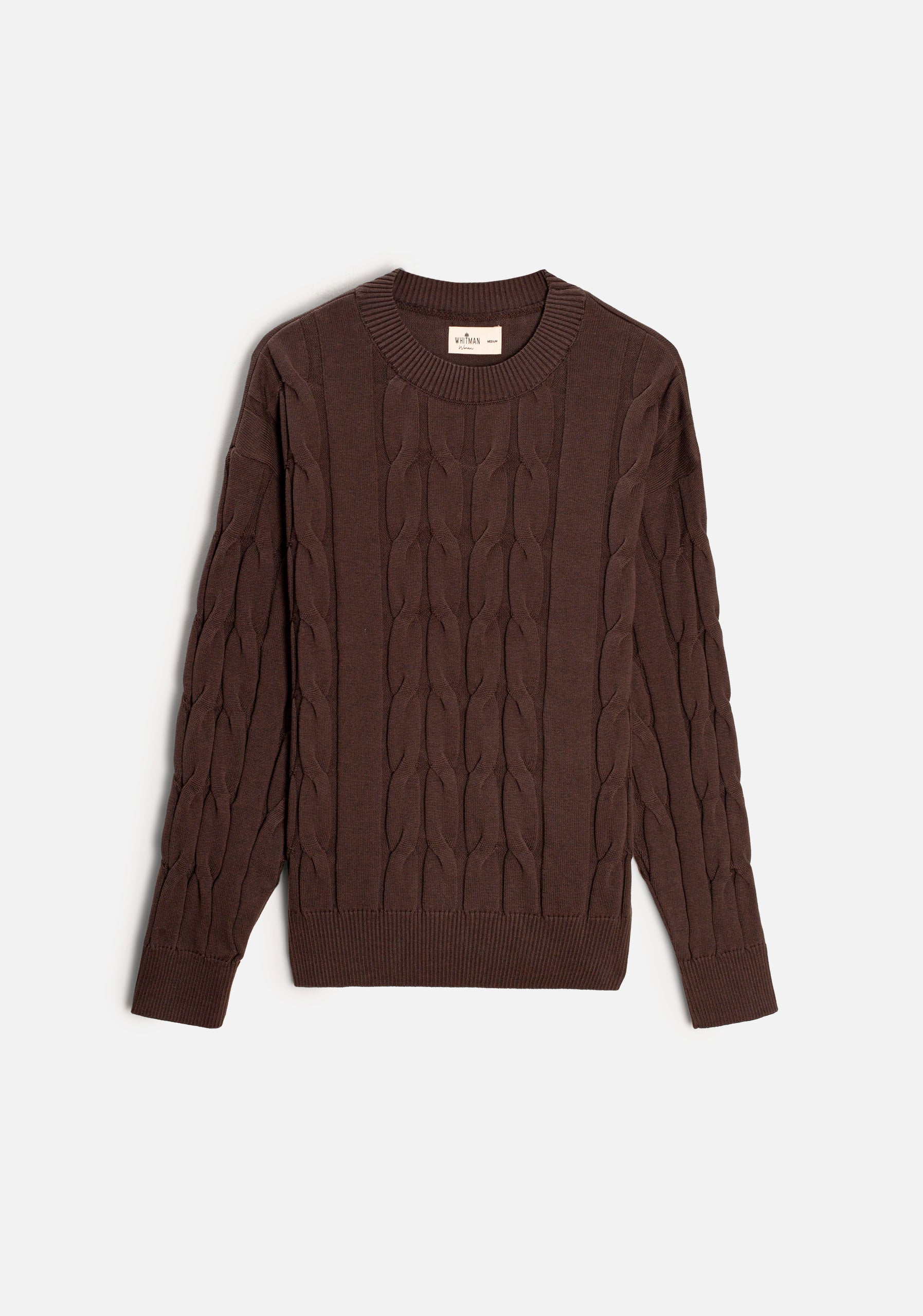 Sweater M Kanzas Trenzado Unicolor Café Osc