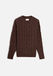 Sweater M Kanzas Trenzado Unicolor Café Osc