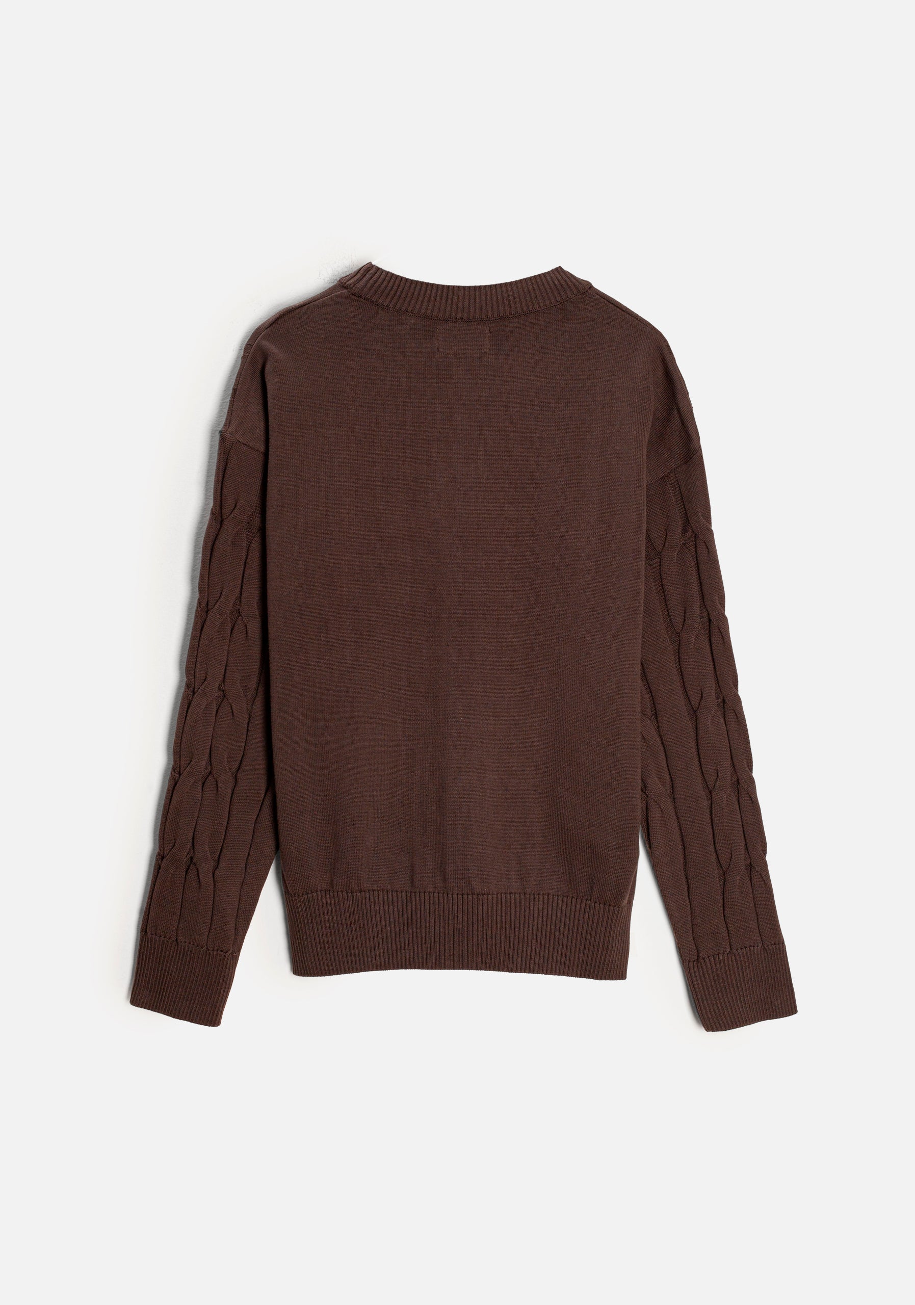 Sweater M Kanzas Trenzado Unicolor Café Osc