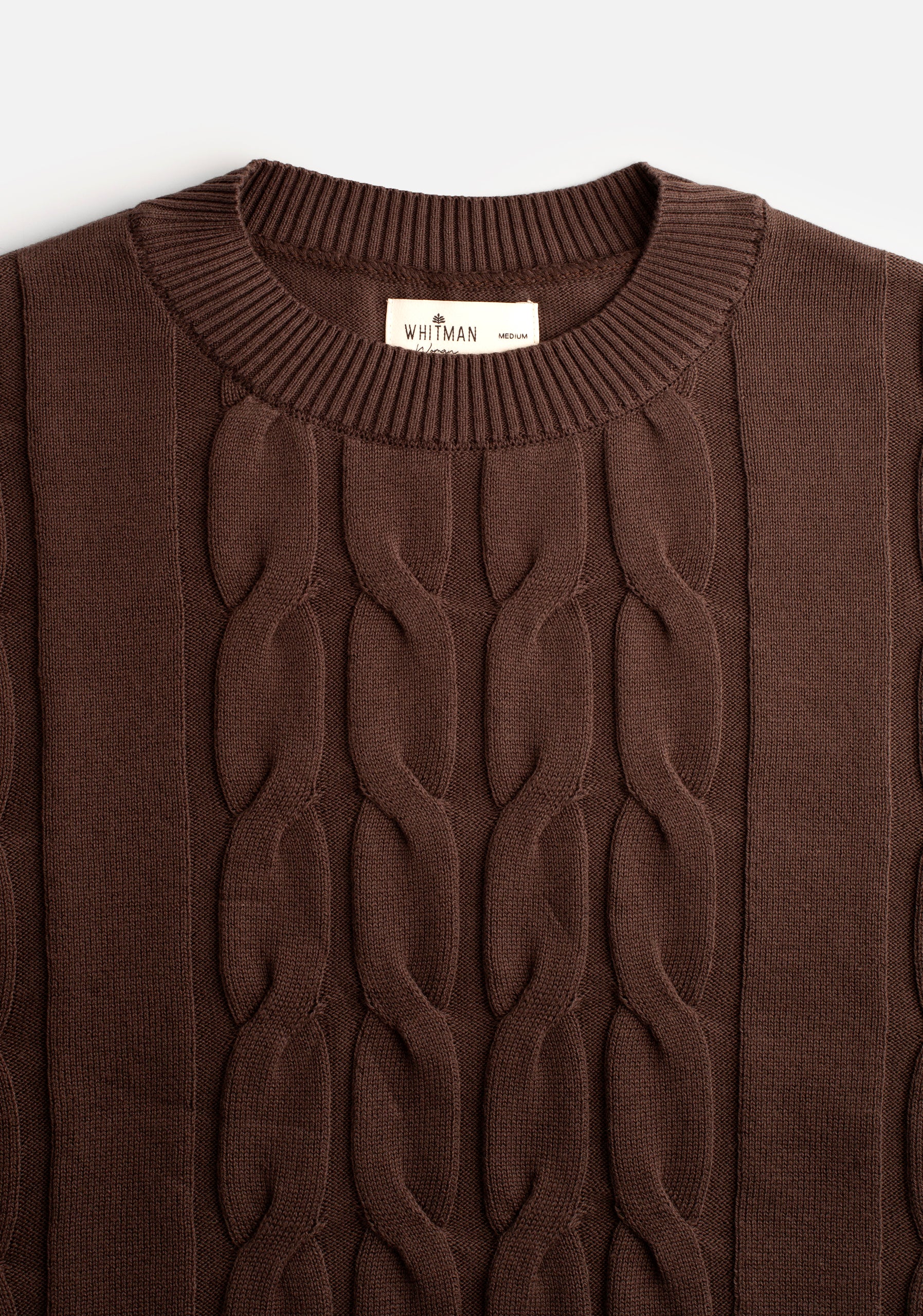 Sweater M Kanzas Trenzado Unicolor Café Osc