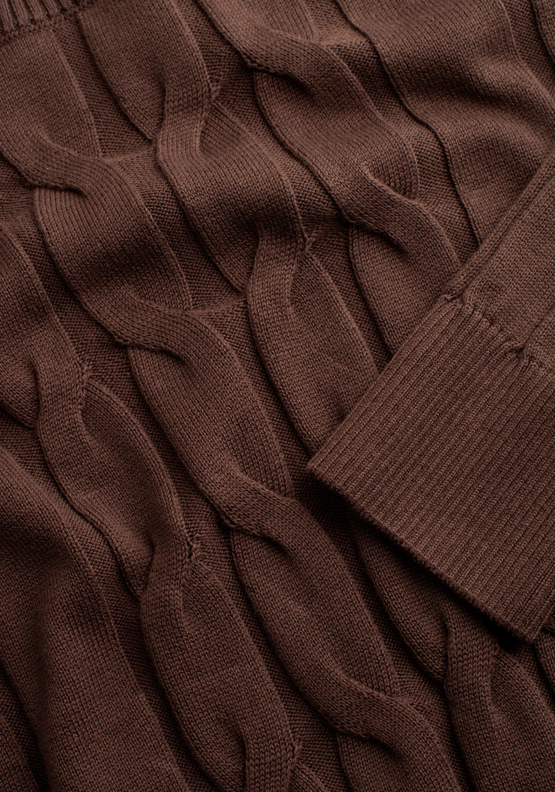 Sweater M Kanzas Trenzado Unicolor Café Osc