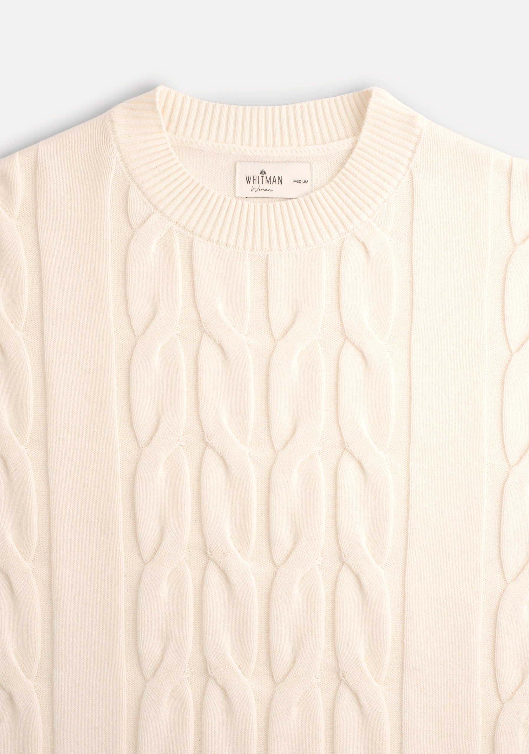 Sweater M Kanzas Trenzado Unicolor Marfil