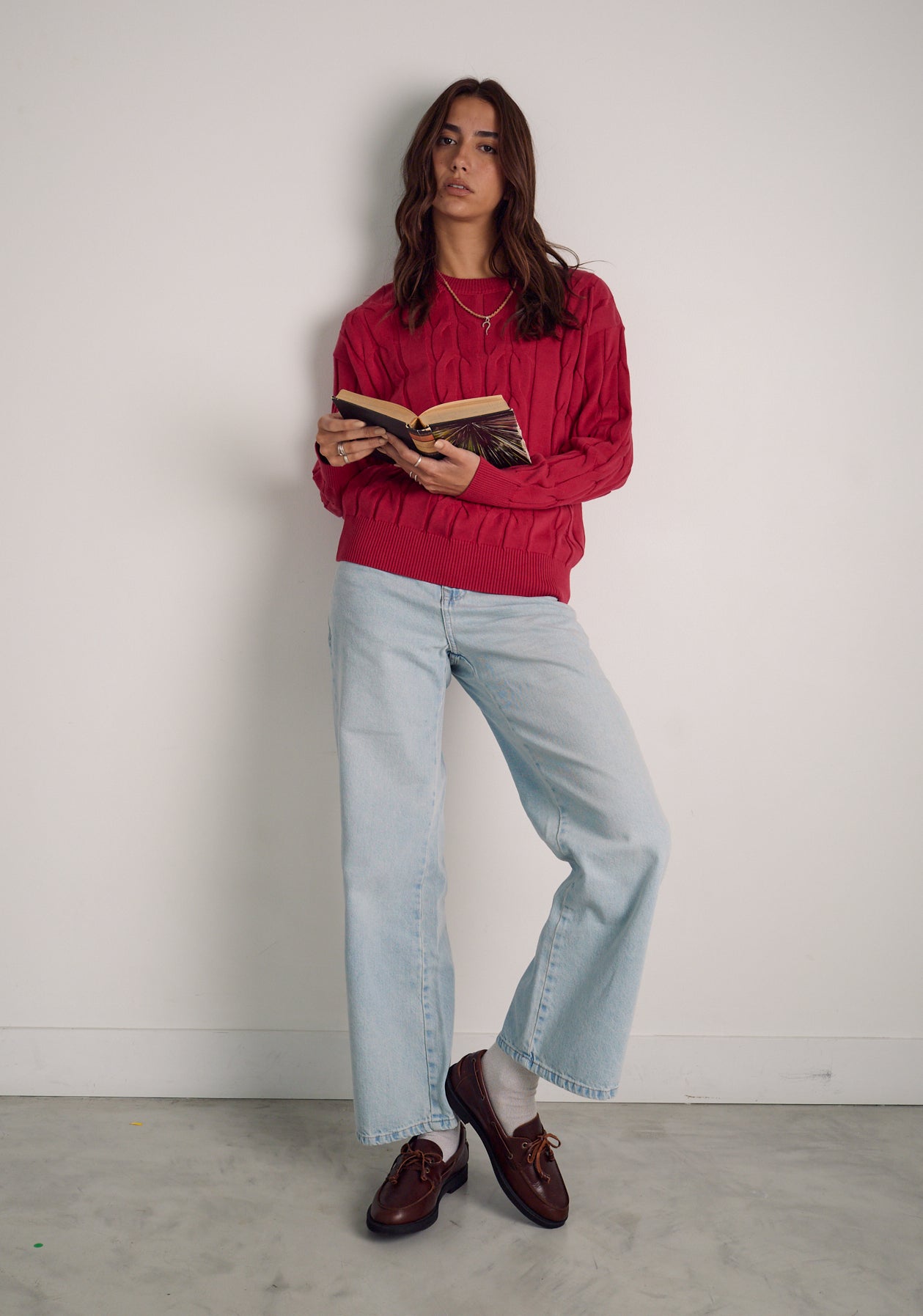 Sweater M Kanzas Trenzado Cereza