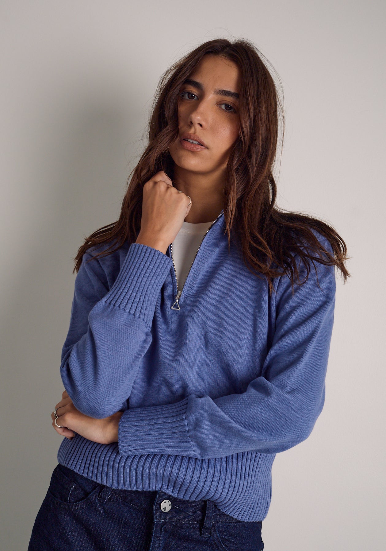 Sweater M Nashville Half Zip Azul Medio