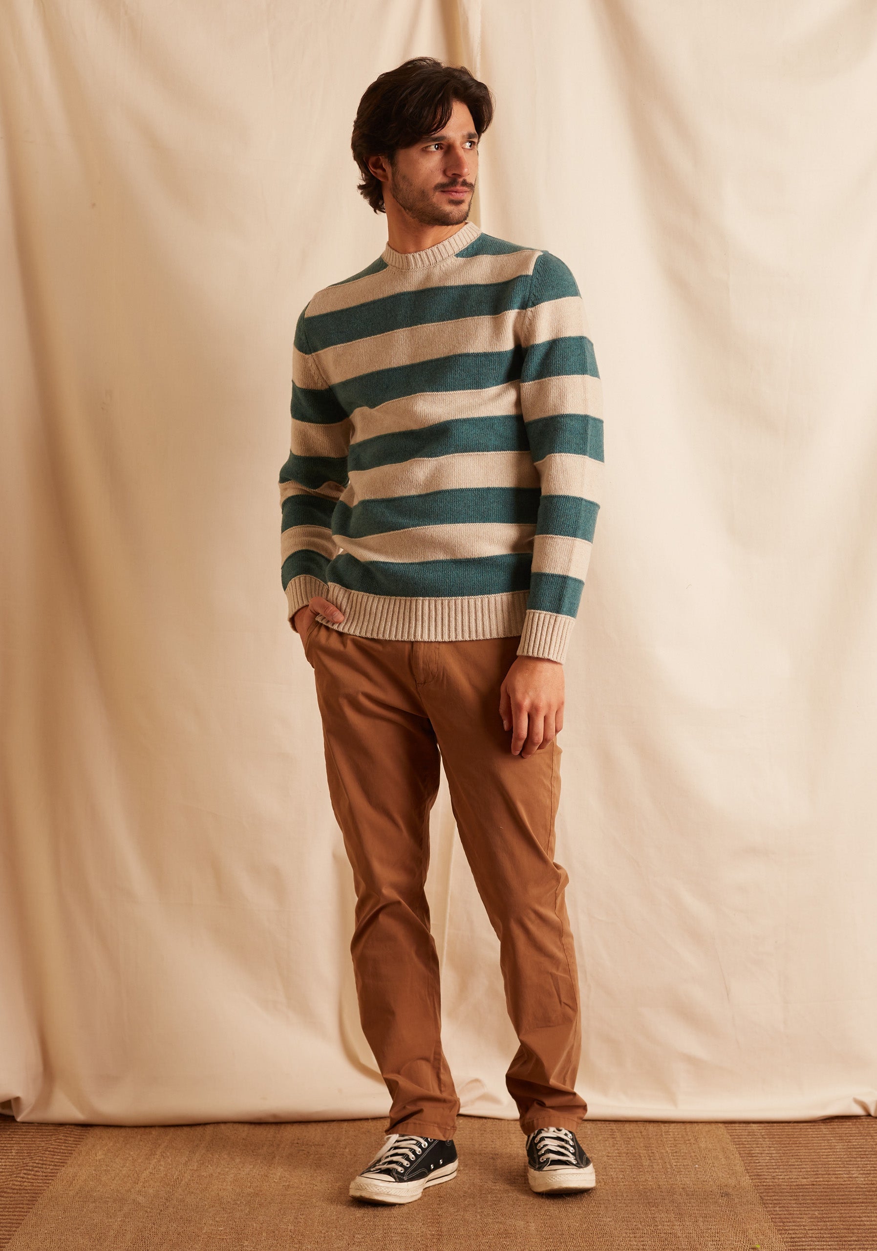 Sweter Vancouver Lineas Verde / Hueso