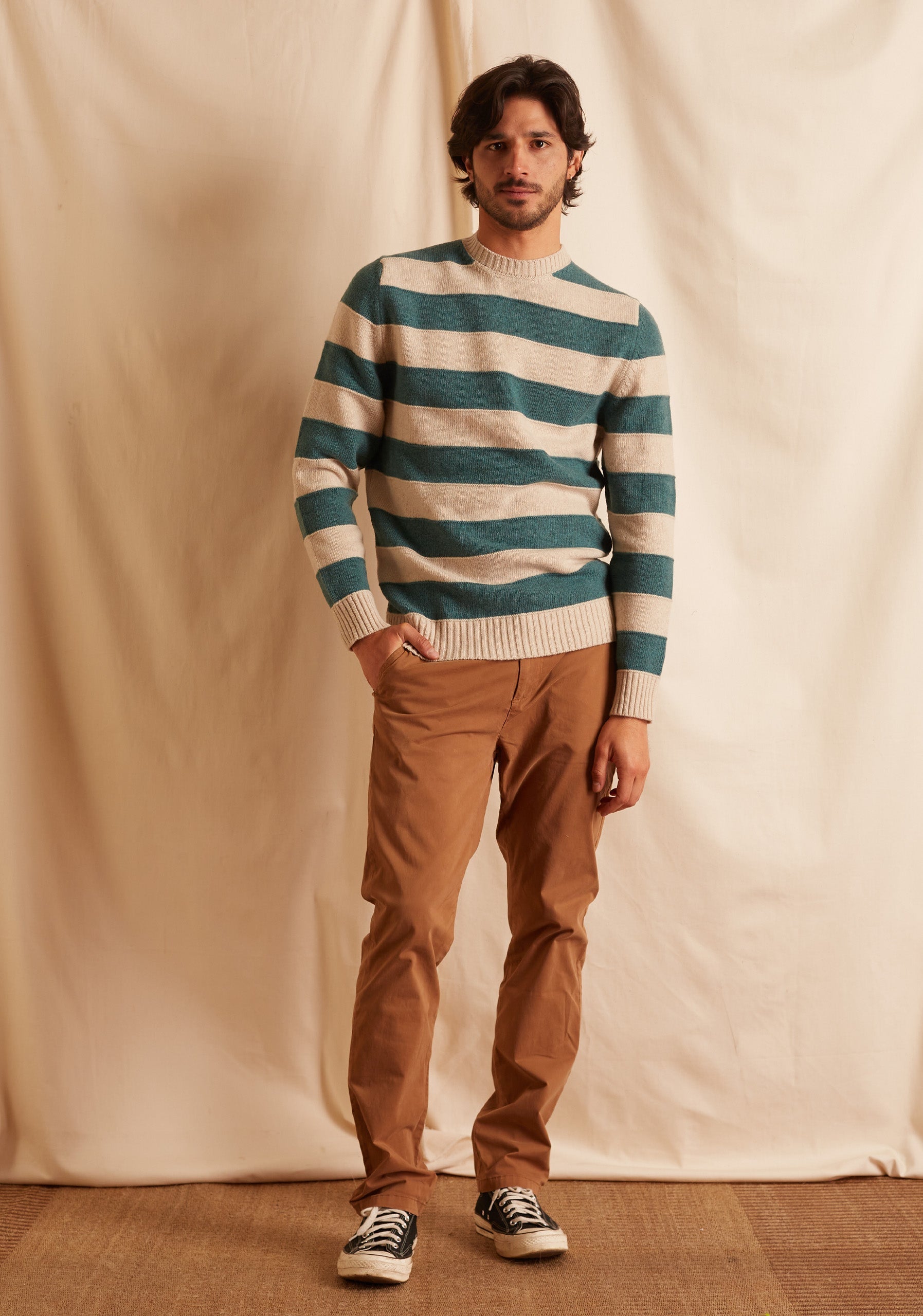 Sweter Vancouver Lineas Verde / Hueso