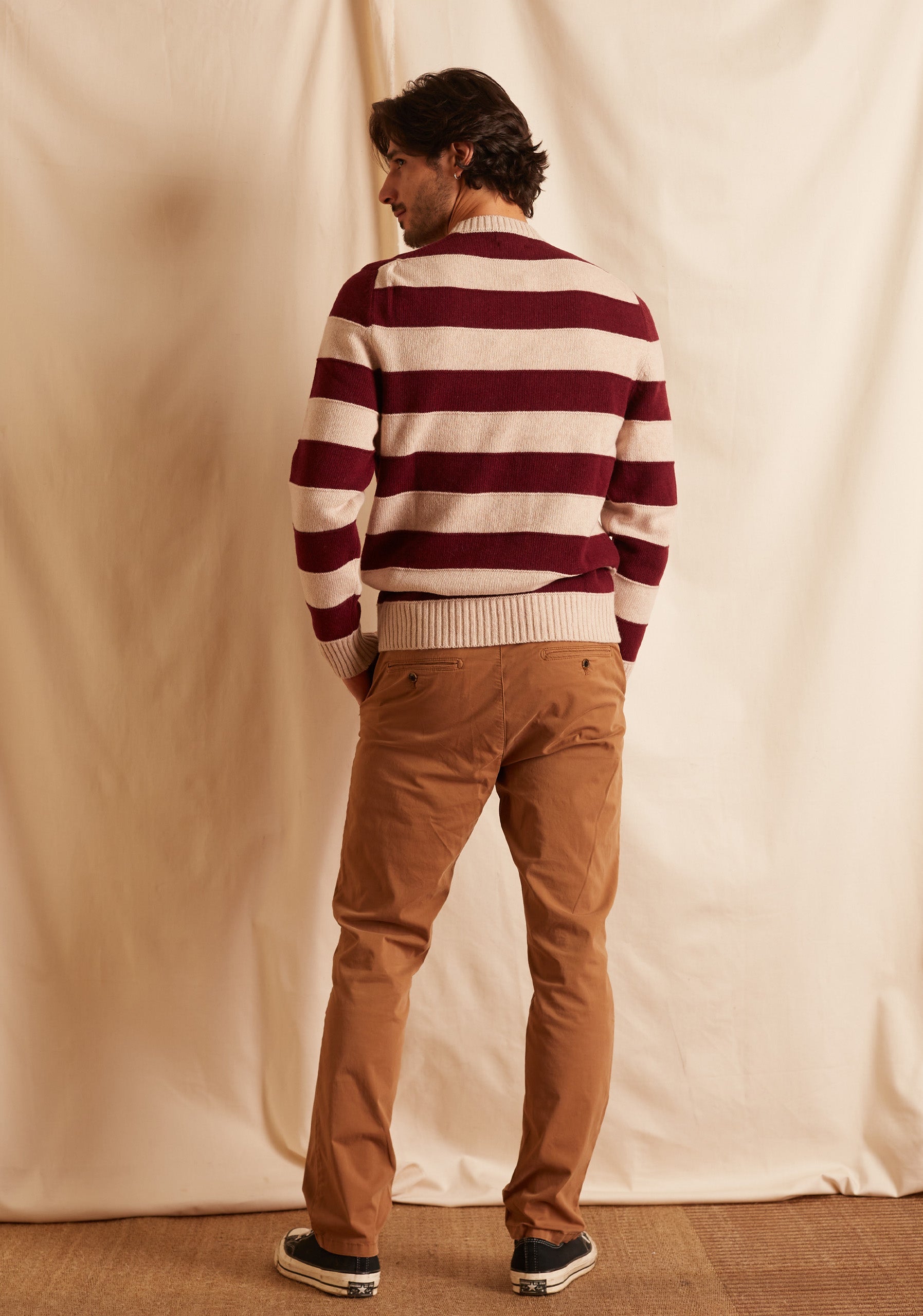 Sweater Vancouver Lineas Cereza / Hueso