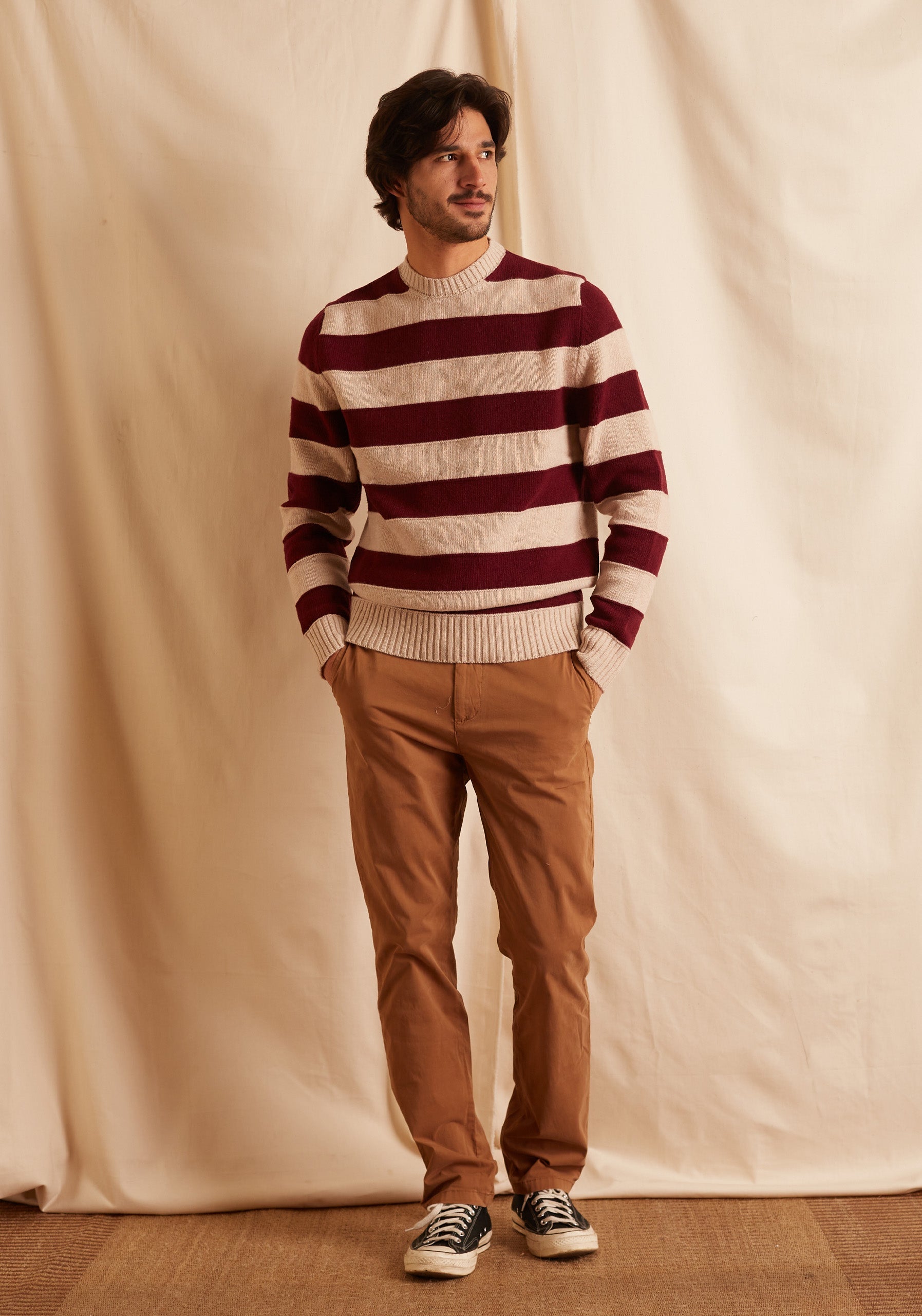 Sweater Vancouver Lineas Cereza / Hueso