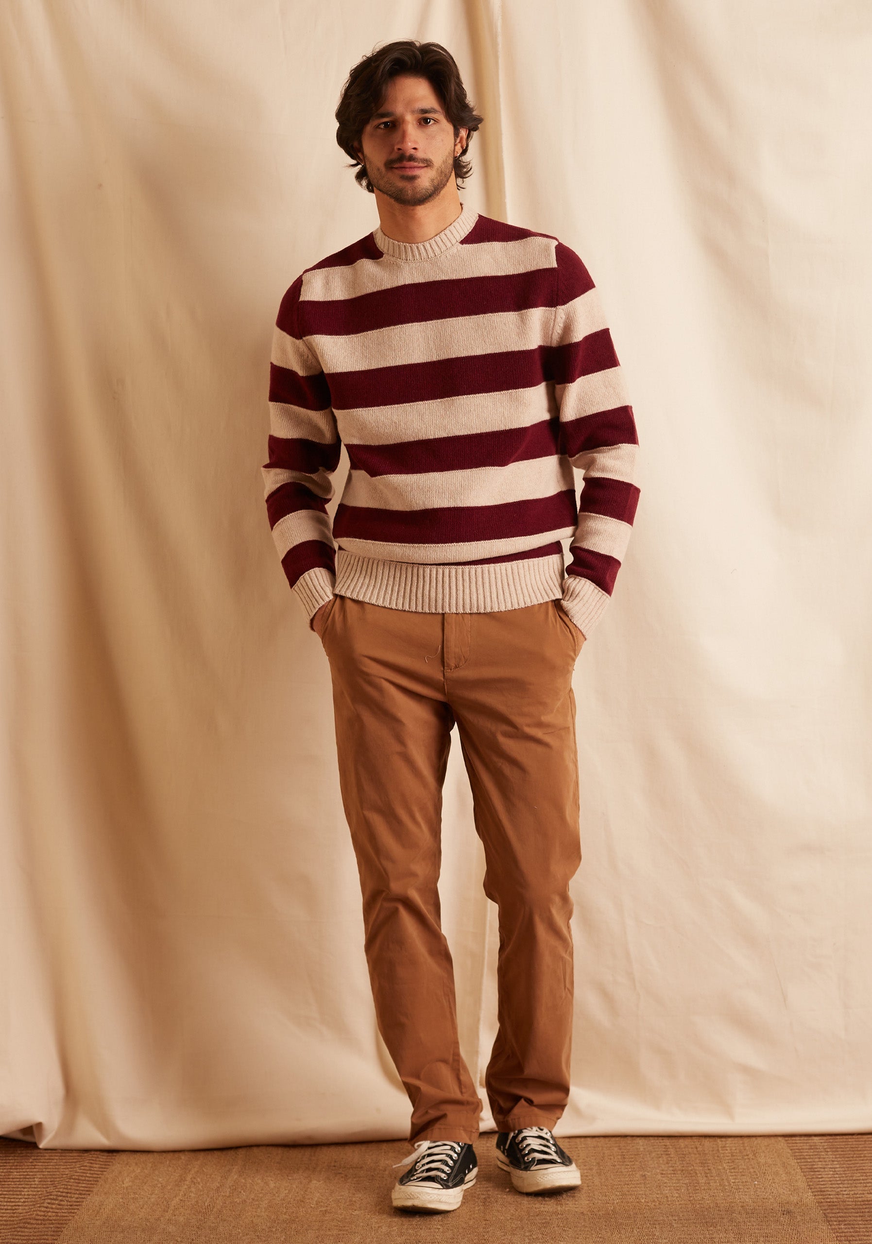 Sweater Vancouver Lineas Cereza / Hueso