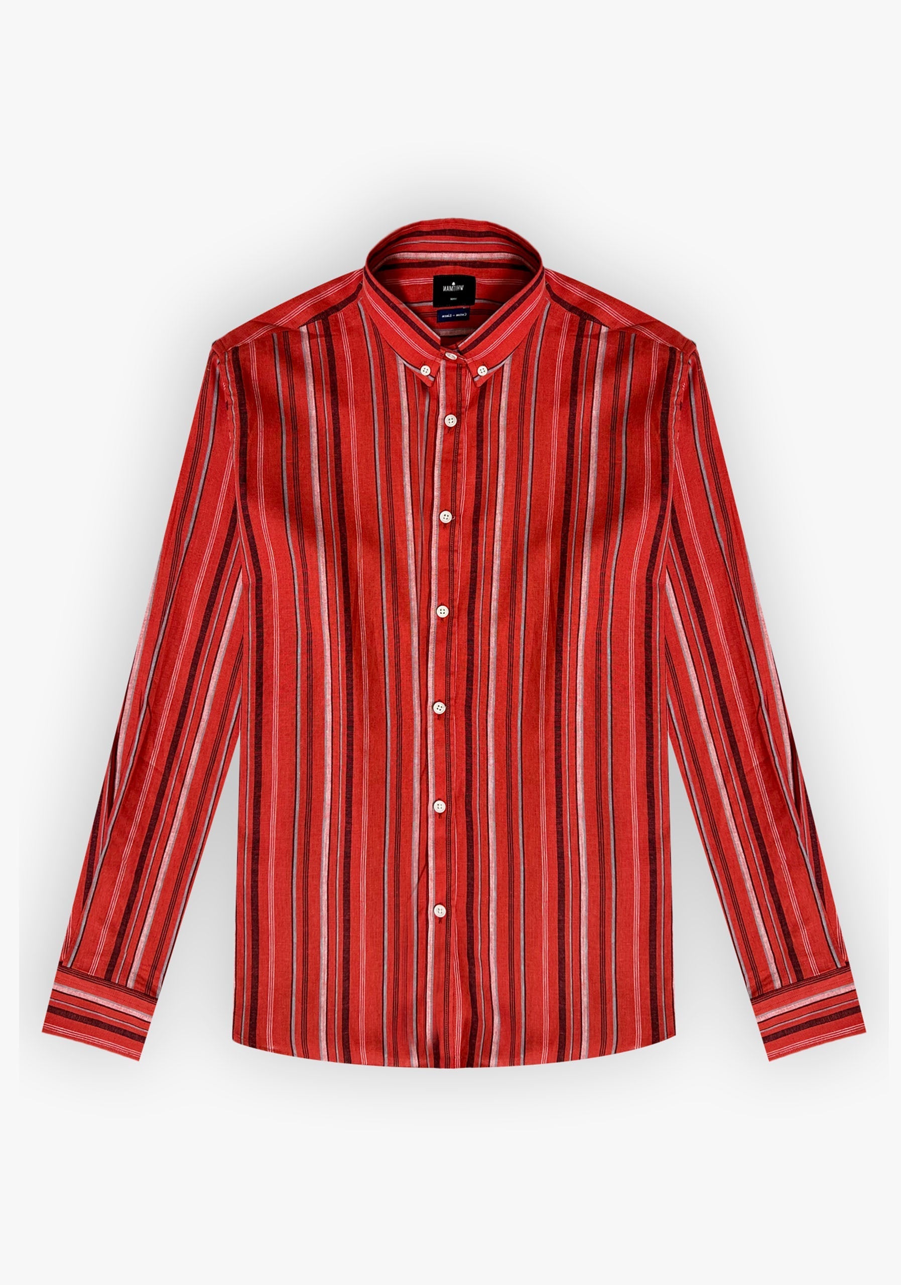 Camisa Lino Lí­neas Rojo Bci