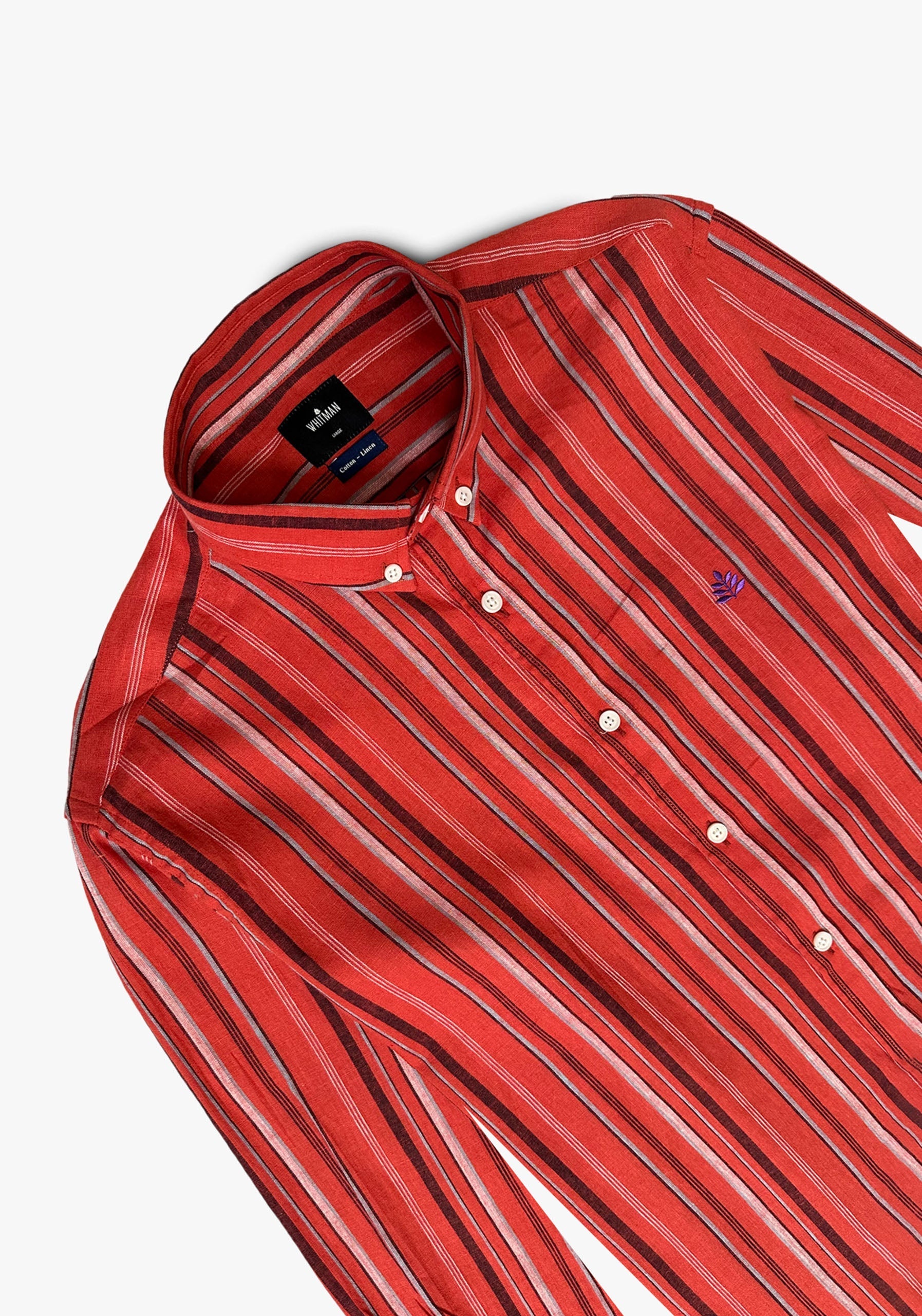 Camisa Lino Lí­neas Rojo Bci