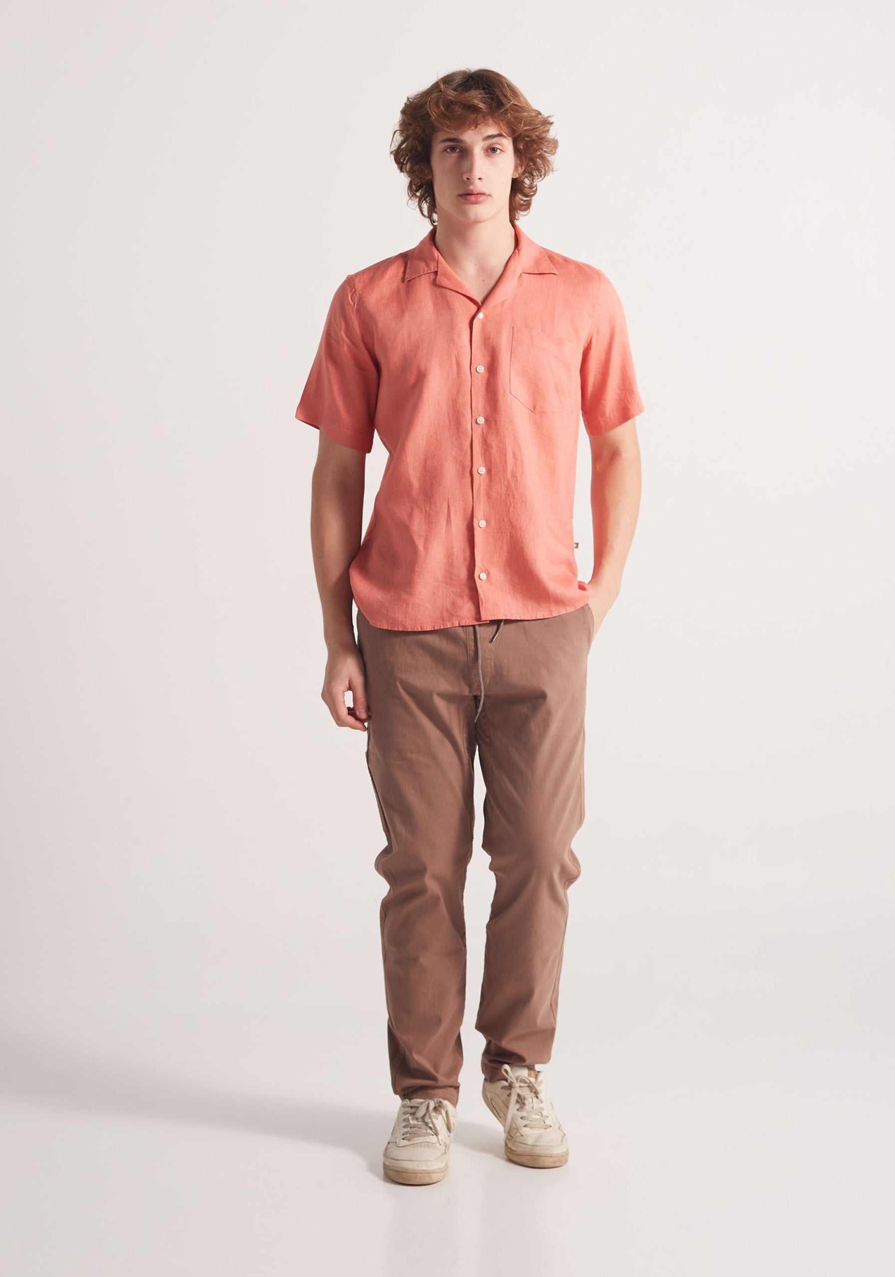 Camisa Cubana Lino Salmon